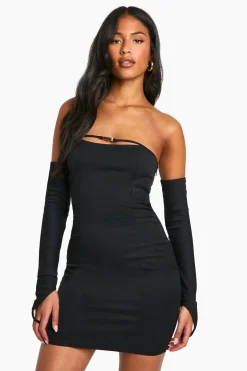 Robe Mini Ajustée avec Détail de Ceinture Haute