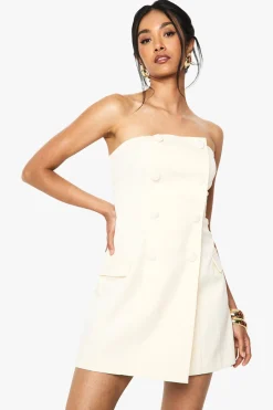 Robe mini ajustée à bandeau double boutonnage