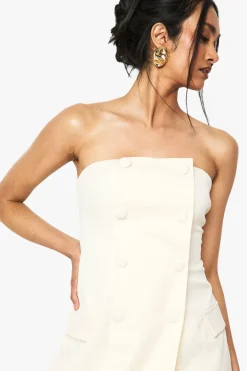 Robe mini ajustée à bandeau double boutonnage