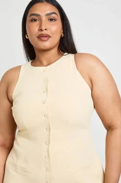 Robe Mini Ajustée Boutonnée Devant Grande Taille