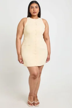 Robe Mini Ajustée Boutonnée Devant Grande Taille
