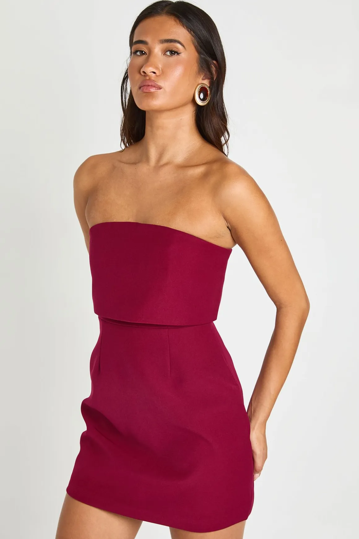 Robe Mini Ajustée À Bustier Avec Détail Plissé Structuré