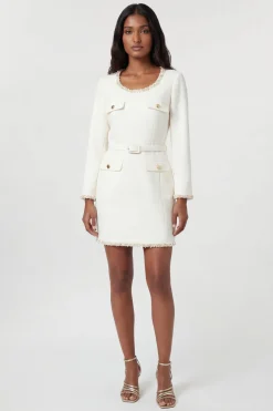 Robe Mini Ajustée Ceinturée En Stretch Compact Avec Finitions Ornementées