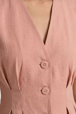 boohoo Robe Mini Ajustée Cintrée Effet Lin<Femme Robes De Soirée|Toutes Les Robes