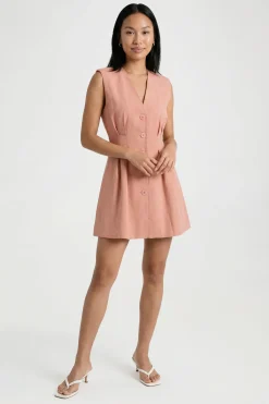 boohoo Robe Mini Ajustée Cintrée Effet Lin<Femme Robes De Soirée|Toutes Les Robes