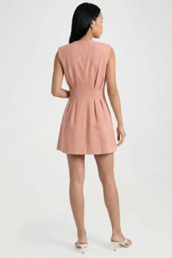 boohoo Robe Mini Ajustée Cintrée Effet Lin<Femme Robes De Soirée|Toutes Les Robes
