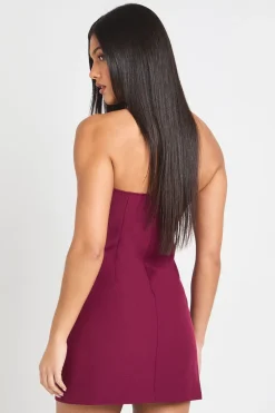 Robe Mini Ajustée à Col Licou