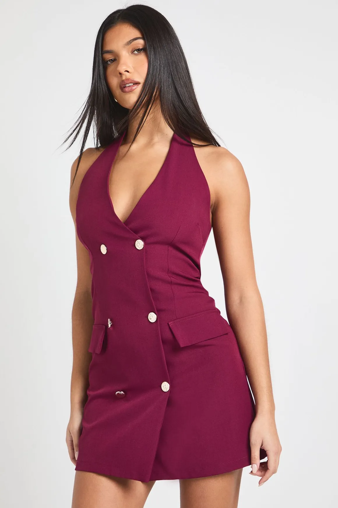 Robe Mini Ajustée à Col Licou