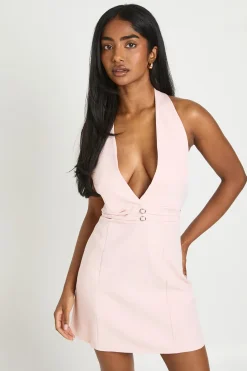boohoo Robe Mini Ajustée À Col Licou Avec Détails Ornementaux<Femme Robes|Robes Dos Nu