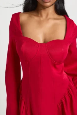 Robe Mini Ajustée à Décolleté Cœur et Jupe Évasée