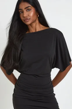 boohoo Robe Mini Ajustée Décontractée En Modal Super Doux Avec Fronces Latérales<Femme Toutes Les Robes|Robes Longues