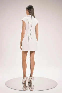KarenMillen Robe Mini Ajustée À Détails De Coutures En Tissu Stretch Compact<Femme Robes|Toutes Les Robes