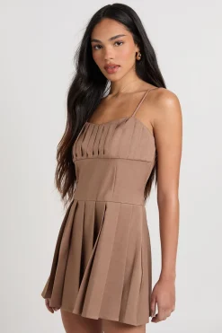 Robe Mini Ajustée à Détails Plissés