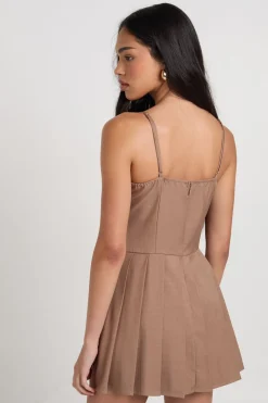 Robe Mini Ajustée à Détails Plissés