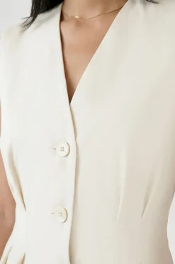 Robe Mini Ajustée Effet Lin Coupe Tailleur
