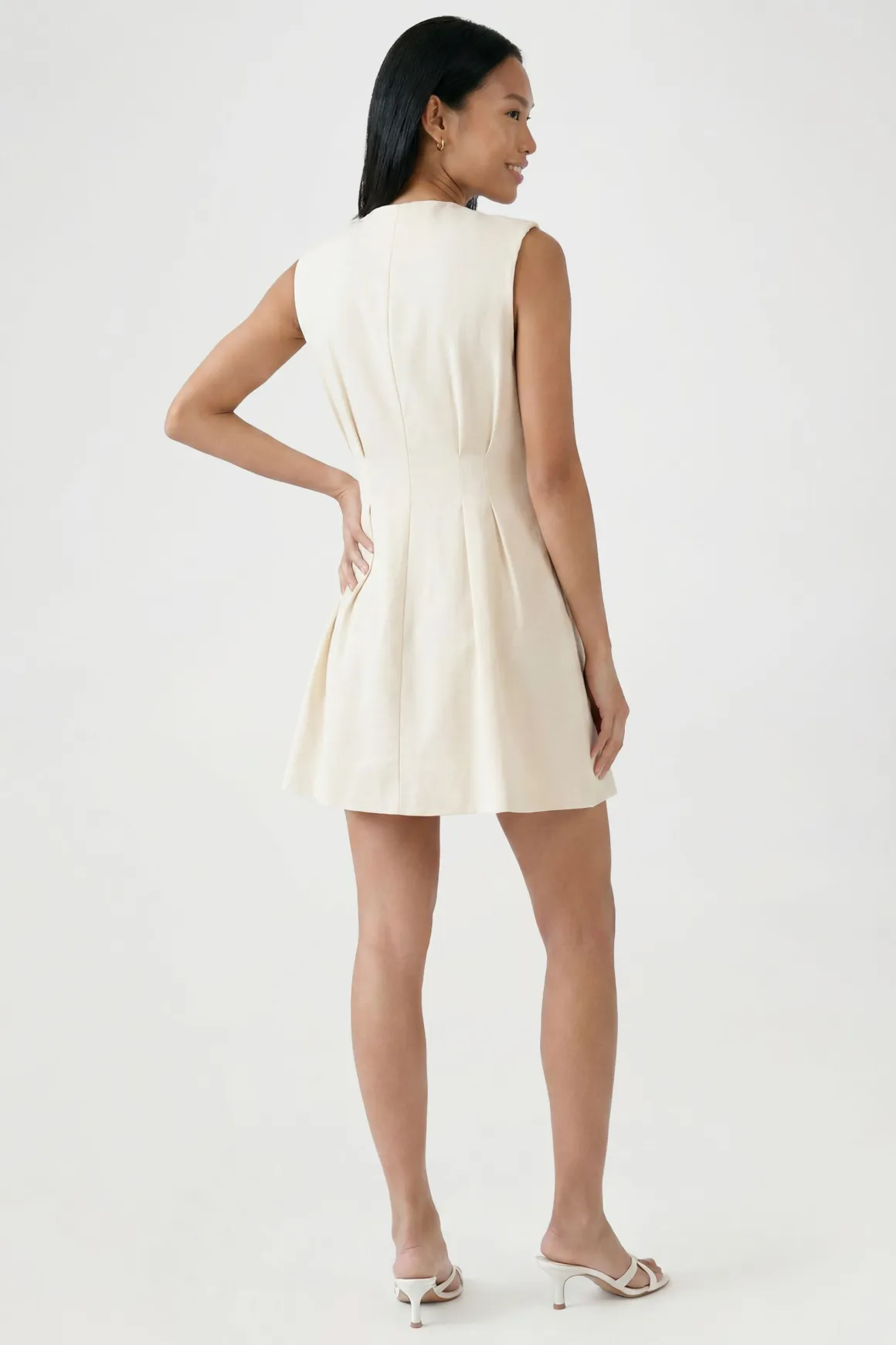 Robe Mini Ajustée Effet Lin Coupe Tailleur