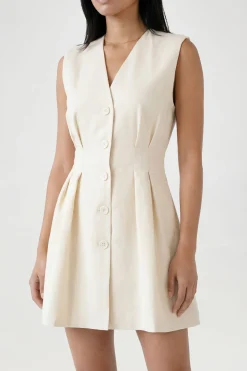 Robe Mini Ajustée Effet Lin Coupe Tailleur