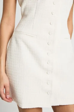 Robe Mini Ajustée En Bouclé À Boutonnage Devant