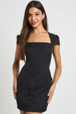 Robe Mini Ajustée À Encolure Carrée