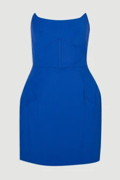 Robe Mini Ajustée en Scuba avec Détails de Corset