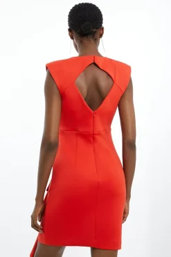 Robe Mini Ajustée En Tissu Scuba Avec Détail Rosette
