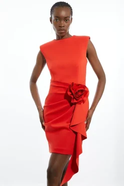 Robe Mini Ajustée En Tissu Scuba Avec Détail Rosette