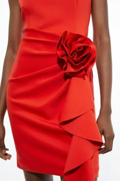 Robe Mini Ajustée En Tissu Scuba Avec Détail Rosette