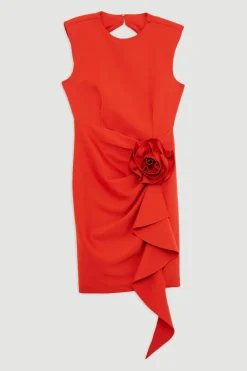 Robe Mini Ajustée En Tissu Scuba Avec Détail Rosette