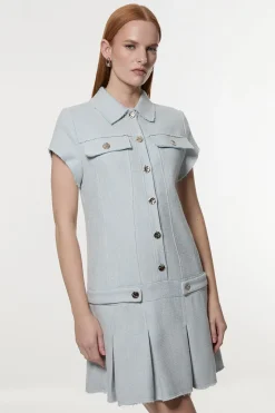 Robe mini ajustée en tweed printanier