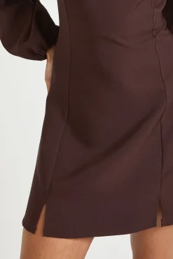 Robe Mini Ajustée Et Évasée À Manches Bouffantes