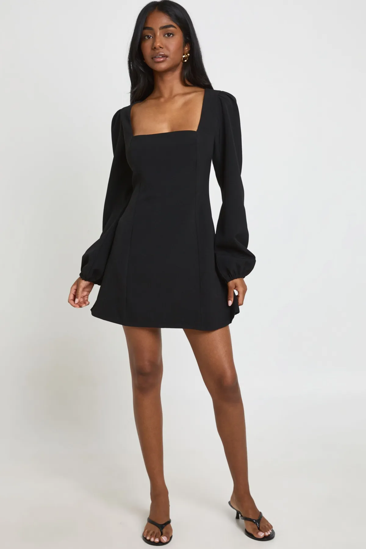 boohoo Robe Mini Ajustée Et Évasée À Manches Volumineuses<Femme Robes À Manches Longues|Robes