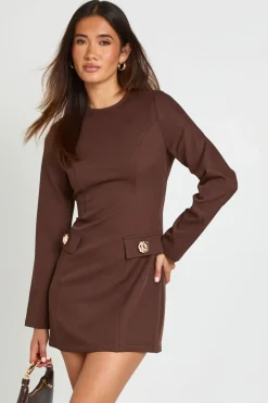 Robe Mini Ajustée Ligne A À Manches Longues