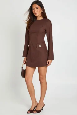 Robe Mini Ajustée Ligne A À Manches Longues