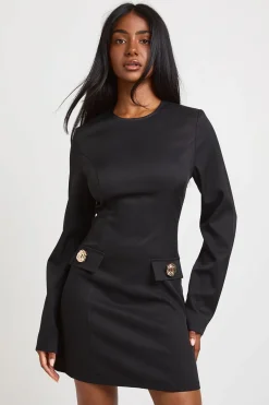 boohoo Robe Mini Ajustée Ligne A À Manches Longues<Femme Robes À Manches Longues|Robes