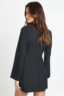 Robe Mini Ajustée à Manches Longues