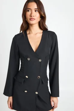 Robe Mini Ajustée à Manches Longues