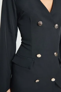 Robe Mini Ajustée à Manches Longues