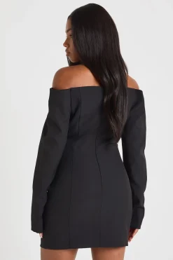boohoo Robe mini ajustée à manches longues, style bandeau boxy<Femme Robes À Manches Longues|Robes