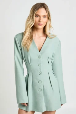 Robe Mini Ajustée À Manches Longues Sans Col Petite