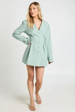 Robe Mini Ajustée À Manches Longues Sans Col Petite