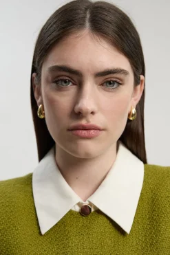 KarenMillen Robe Mini Ajustée Plissée en Tweed Texturé à Col Contrastant<Femme Tailleurs|Toutes Les Robes