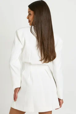 Robe Mini Ajustée Sans Col À Manches Longues Pour Grande Taille