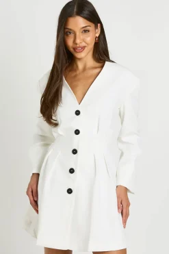 Robe Mini Ajustée Sans Col À Manches Longues Pour Grande Taille