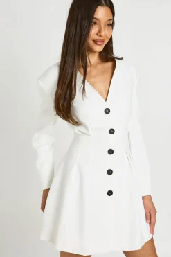 Robe Mini Ajustée Sans Col À Manches Longues Pour Grande Taille