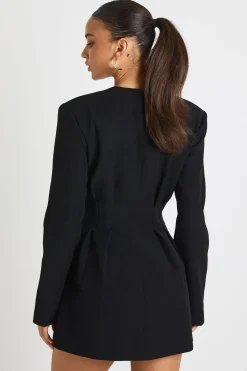 boohoo Robe mini ajustée sans col à manches longues<Femme Robes Patineuses|Robes À Manches Longues