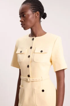 Robe Mini Ajustée Stretch À Détails Boutonnés