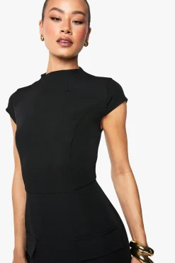 Robe Mini Ajustée Structurée À Col Montant Tall