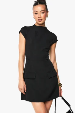 Robe Mini Ajustée Structurée À Col Montant Tall