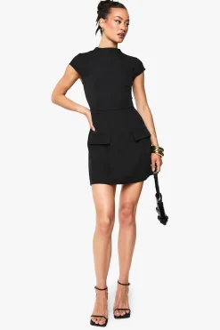 Robe Mini Ajustée Structurée À Col Montant Tall