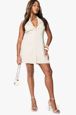 boohoo Robe Mini A-Ligne Boutonnée pour Grandes Tailles<Femme Robes De Soirée|Toutes Les Robes